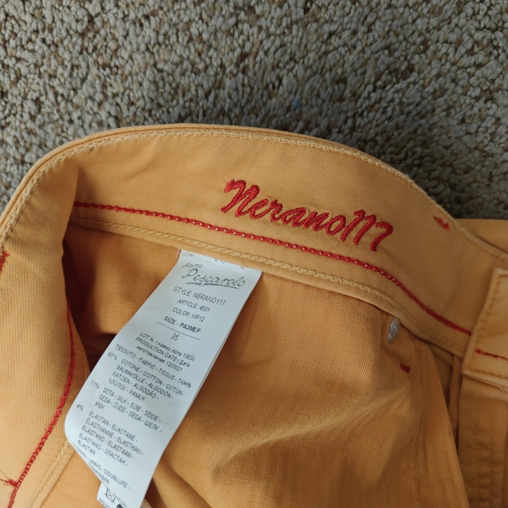 MARCO PESCAROLO Mens Pants 35 Peach Cotton Silk Quiet Luxury - Picture 16 of 16